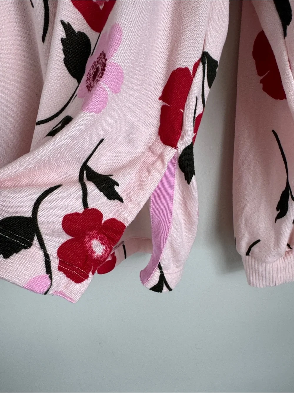 Kate Spade New York Floral Pajama Lounge Set Pink Red Print Women’s Large